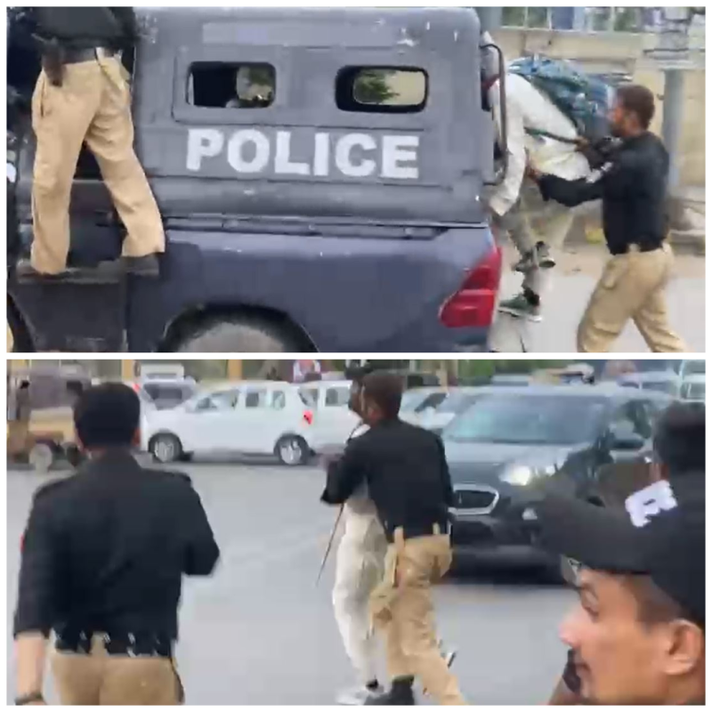 کراچی پریس کلب کے باہر اساتذہ کا احتجاج شدت اختیار کر گیا، ریڈ زون کی جانب مارچ پر پولیس کی شیلنگ ،گرفتاریاں