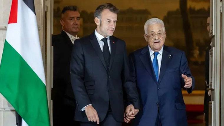 فلسطینی صدر محمود عباس اور فرانسیسی صدر میکرون کی ملاقات، فلسطینی آئین کے لیے مشترکہ کمیٹی کے قیام پر اتفاق