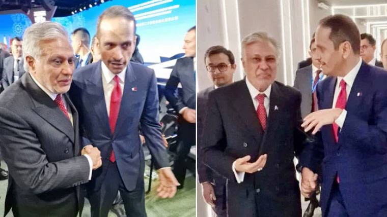اسحاق ڈار کی قطر کے وزیراعظم سے ماسکو میں غیر رسمی ملاقات