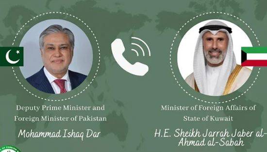 اسحاق ڈار اور کویتی وزیر خارجہ کے درمیان ٹیلیفونک رابطہ، سفارتی کوششوں کے مثبت نتائج کی امید