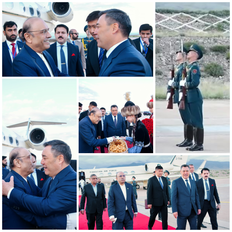 صدرِ مملکت آصف علی زرداری کا کرغیزستان میں پرتپاک استقبال