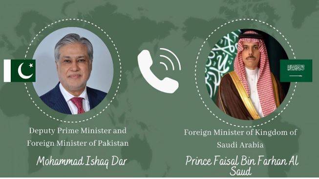 اسحاق ڈار اور سعودی وزیر خارجہ کا رابطہ، علاقائی کشیدگی پر تبادلہ خیال