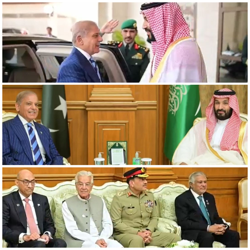 مکہ مکرمہ میں وزیراعظم شہباز شریف اور فیلڈ مارشل عاصم منیر کی سعودی ولی عہد سے اہم ملاقات